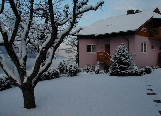 Seefels mit Garten im Winter am Millstaetter See