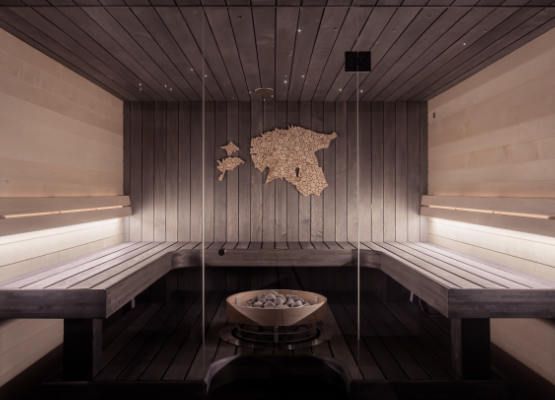 Innenansicht unserer finnischen Sauna